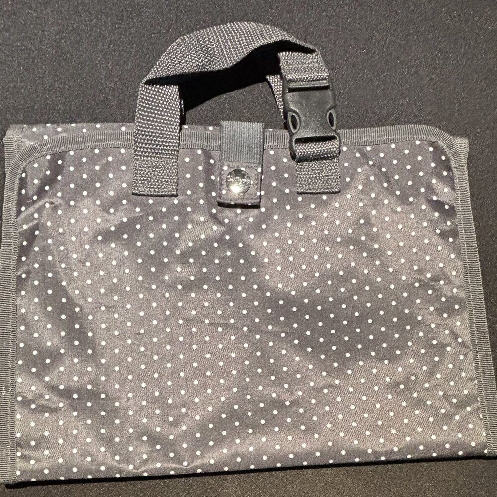 Thirty One Hanging Traveler Case Grey Polka Dot Travel Makeup Bag